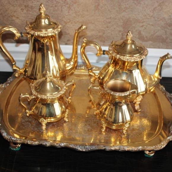 24K Gold Plated Coffee/Tea Service Vintage Rare - Picture 1 of 7